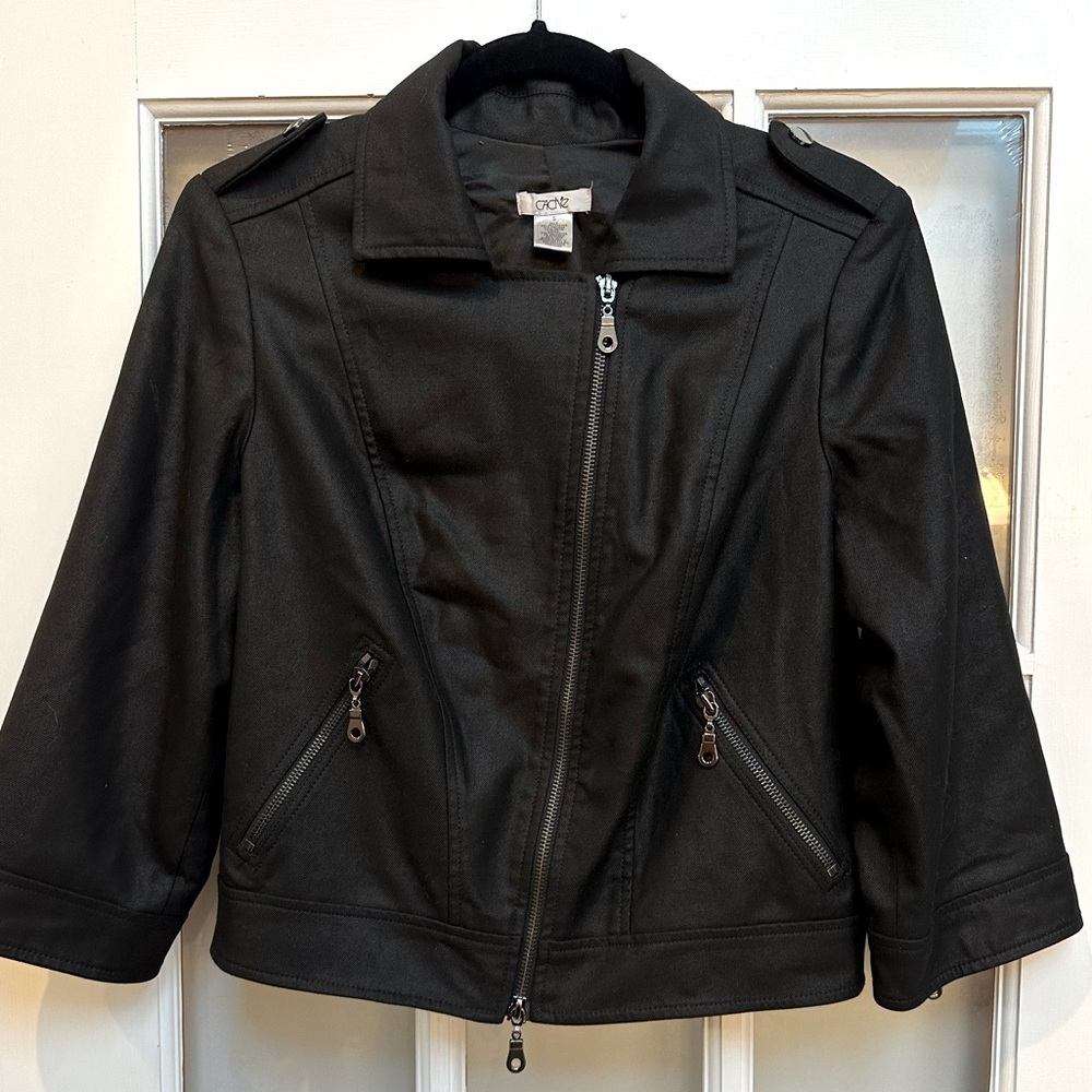 Vintage Cache Black Moto Jacket Zipper Accents Rock Glam Punk Chic Size S Small